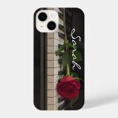 Personalized Piano with a red rose - romantic iPhoneケース (裏面)