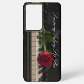Personalized Piano with a red rose - romantic Samsung Galaxyケース (裏面)