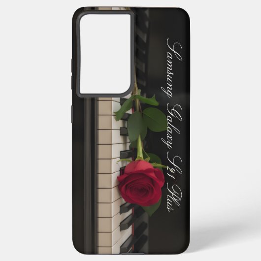 Personalized Piano with a red rose - romantic Samsung Galaxyケース (裏面)