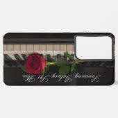 Personalized Piano with a red rose - romantic Samsung Galaxyケース (裏面横)
