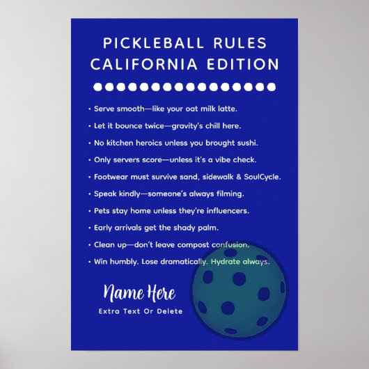 Personalized Pickleball California Edition ポスター (正面)