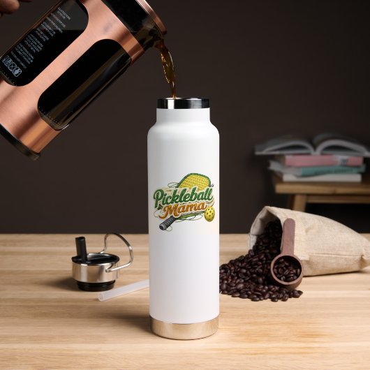 Personalized Pickleball Mama Insulated  ウォーターボトル (コーヒー (回転後))
