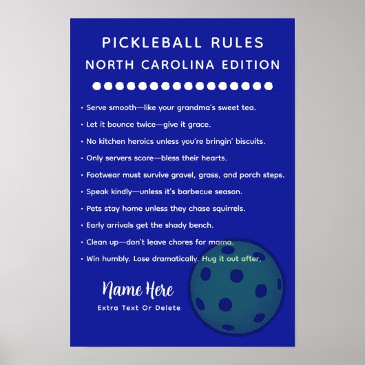 Personalized Pickleball North Carolina Edition ポスター (正面)