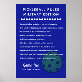 Personalized Pickleball Rules MILITARY EDITION ポスター