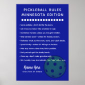 Personalized Pickleball Rules Minnesota Edition ポスター (正面)
