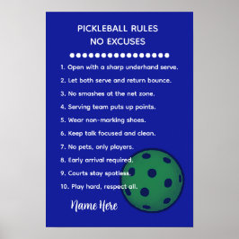 Personalized Pickleball Rules NO EXCUSES Gift ポスター