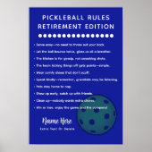 Personalized Pickleball Rules RETIRE EDITION ポスター (正面)
