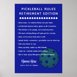 Personalized Pickleball Rules RETIRE EDITION ポスター