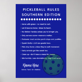 Personalized Pickleball Rules Southern Edition ポスター
