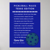 Personalized Pickleball Rules Texas Edition Poster ポスター (正面)