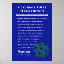 Personalized Pickleball Rules Texas Edition Poster ポスター