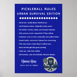Personalized Pickleball Rules Urban Survival ポスター