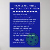 Personalized Pickleball Rules West Coast Surfer ポスター (正面)