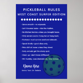 Personalized Pickleball Rules West Coast Surfer ポスター