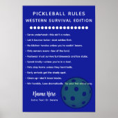 Personalized Pickleball Rules Western Survival ポスター (正面)