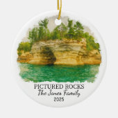 Personalized Pictured Rocks Ornament, Michigan セラミックオーナメント (正面)