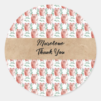 Personalized Pig Sticker – Cute Custom Farm Animal ラウンドシール
