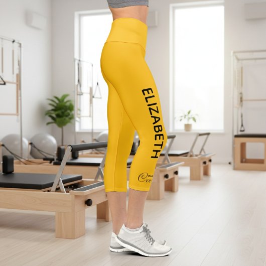Personalized Pilates Crew Reformer Or Mat Yellow カプリレギンス