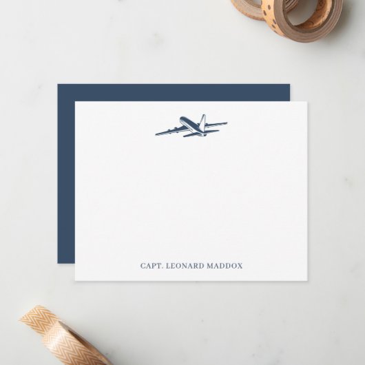 Personalized Pilot Stationery Airplane Note Cards  ノートカード (正面/裏面インサイチュ)