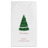 Personalized Pine Tree Merry Christmas Gift Bag スモールペーパーバッグ (裏面)