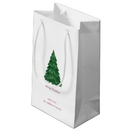 Personalized Pine Tree Merry Christmas Gift Bag スモールペーパーバッグ