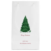Personalized Pine Tree Merry Christmas Gift Bag スモールペーパーバッグ (正面)