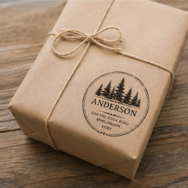 Personalized Pine Trees Return Address family name セルフインキングスタンプ