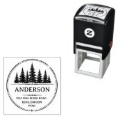 Personalized Pine Trees Return Address family name セルフインキングスタンプ (インサイチュ)