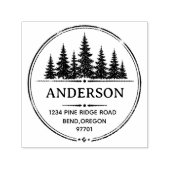 Personalized Pine Trees Return Address family name セルフインキングスタンプ (デザイン)