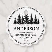 Personalized Pine Trees Return Address family name