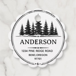 Personalized Pine Trees Return Address family name フェイバータグ