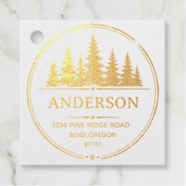 Personalized Pine Trees Return Address family name フェイバータグ