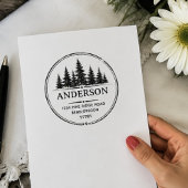 Personalized Pine Trees Return Address family name ラバースタンプ