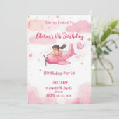 Personalized Pink Airplane Girl Birthday Invitatio 招待状 (スタンド正面)