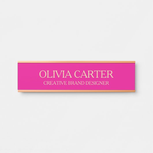 Personalized Pink and Gold Office Name Plate Moder サインプレート (正面)