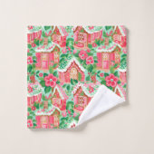 Personalized pink and green Christmas preppy towel バスタオルセット (ウォッシュタオル)