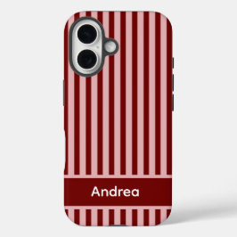 Personalized Pink and Red Stripe  iPhone 16ケース