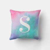 Personalized Pink and Teal Watercolor クッション (裏面)