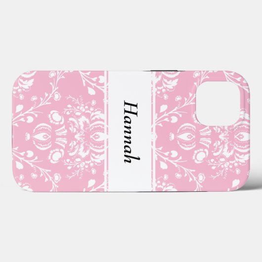 Personalized Pink and White Damask Case-Mate iPhoneケース (裏面 (横))