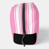 Personalized Pink And White Racing Stripe Travel ドップキット (右)