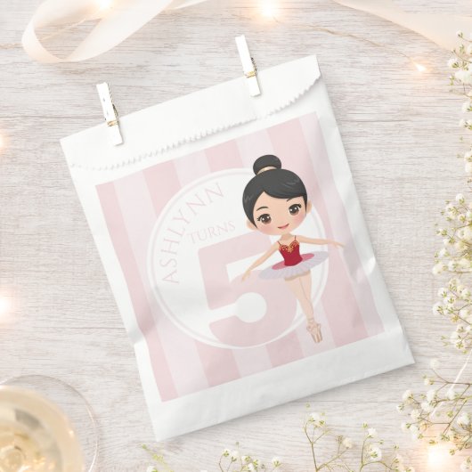 Personalized Pink Ballerina Dance Girl Party フェイバーバッグ (クリップ留めされた状態)