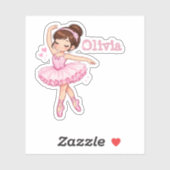 Personalized pink ballerina Stickers シール (シート)