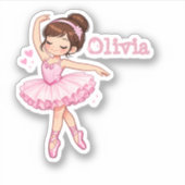 Personalized pink ballerina Stickers シール (正面)