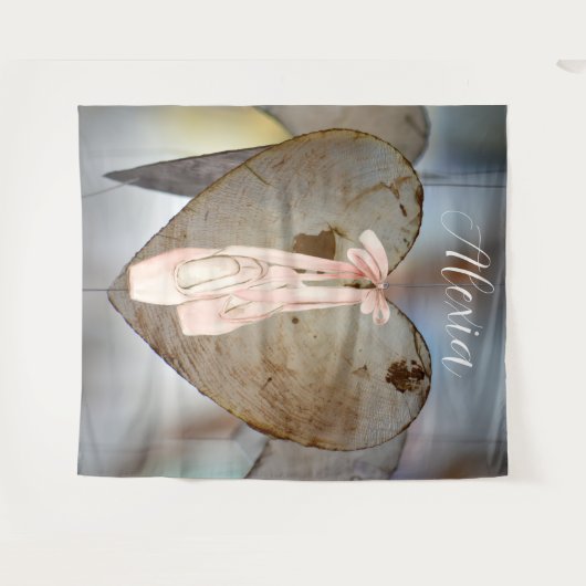 Personalized Pink Ballet Dance Studio Backdrop タペストリー (正面(横))