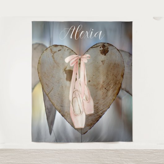 Personalized Pink Ballet Dance Studio Backdrop タペストリー (正面)