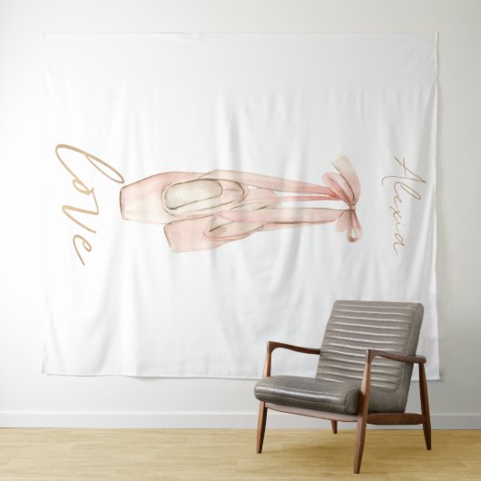 Personalized Pink Ballet Dance Studio Backdrop タペストリー (インサイチュ(横))