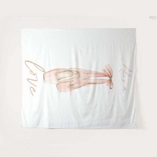 Personalized Pink Ballet Dance Studio Backdrop タペストリー (正面(横))