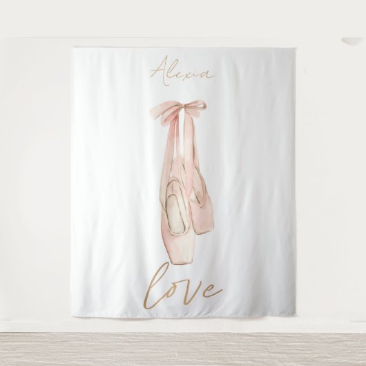 Personalized Pink Ballet Dance Studio Backdrop タペストリー (正面)