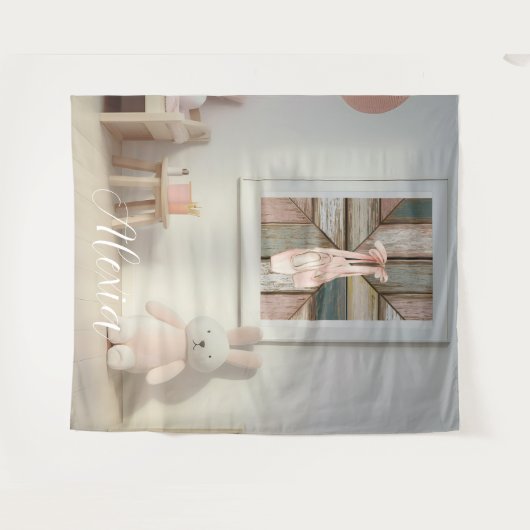 Personalized Pink Ballet Dance Studio Backdrop タペストリー (正面(横))