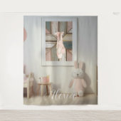 Personalized Pink Ballet Dance Studio Backdrop タペストリー (正面)